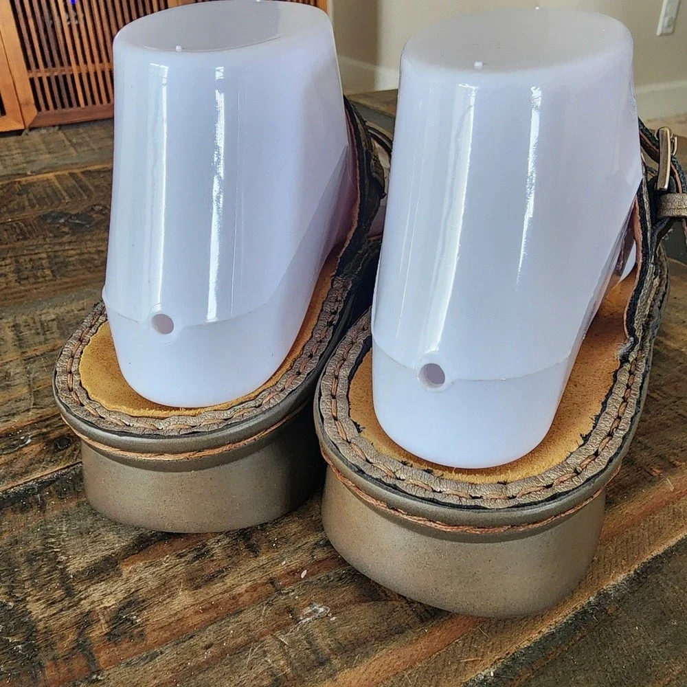 NAOT Metallic Double Strap Slide Mule Sandals Shoes Boho Artisan US 7.5 EU 38
